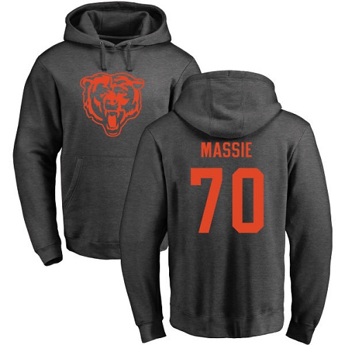 Chicago Bears Men Ash Bobby Massie One Color NFL Football #70 Pullover Hoodie Sweatshirts